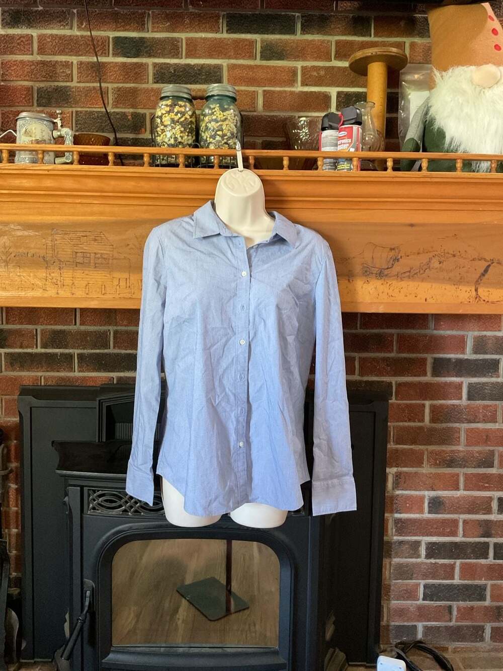 Banana Republic Riley Tailored Fit Blue End-on-End Cotton Button Down Shirt